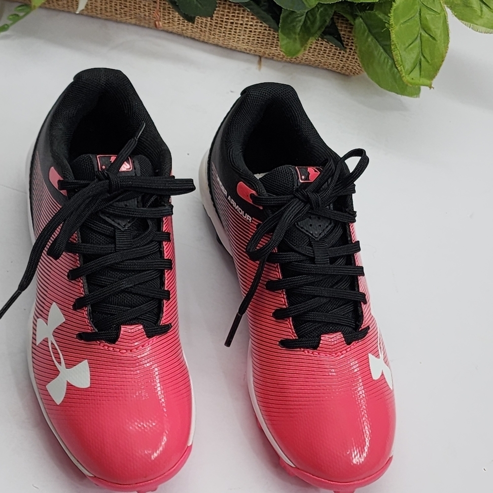 Under Armour Pink and Black Athletic Shoes with Glossy Finish